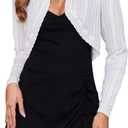 Totatuit Women's Long Sleeve Cropped Cardigan Open Front Bolero Shrugs for Dresses Fall Knit Crochet Cardigan, Size XL (White)