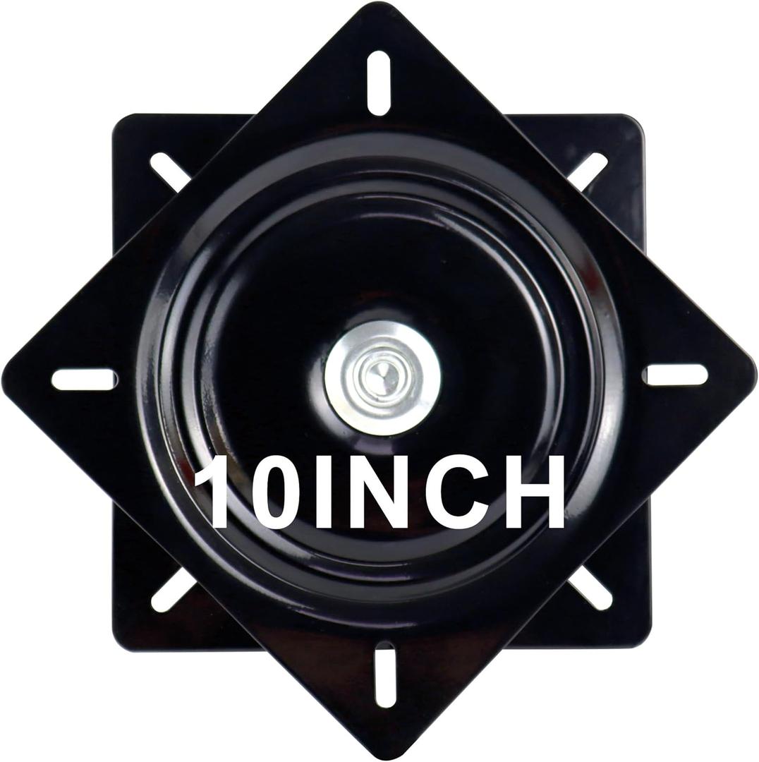 10 Inch Lazy Susans Turntable Bearings Swivel Zinc Plate, Black Square Lazy Susan Hardware, Heavy Duty Lazy Susan Replacement Parts for Table, Chair, Round Bar Stools (10 Inch(1 Pack))