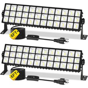 2Pack 100W Shop Light, 14000LM 6000K Daylight White Super Brighter LED Shop Light, IP66 Waterproof Garage Lighting with 1.8M/6FT Cord, Bay Light for Workshop Yard Garage Warehouses