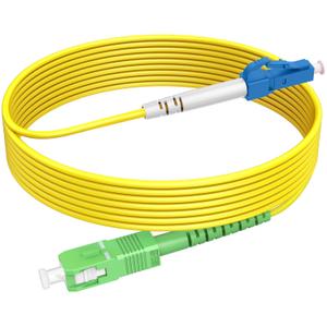 LC to SCA Fiber Optic Internet Cable (15m/50ft) OS2 Single Mode Fiber Patch Cable, Simplex Length Option:0.5m-30m OS1/OS2 Compatible 9/125um Yellow LSZH OD-3.0mm