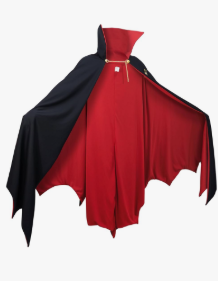 Vampire Costume Cloak with High Collar - Medieval Gothic Black and Red Cape for Halloween Cosplay Size Large