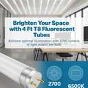 Circle F32T8/SP865 T8 Fluorescent Light Bulbs 48 Inch, 32W 6500K Daylight, G13 Medium Bi-Pin Base, 4FT Commercial Ceiling Light Replacement for Garage, Office & Shop Fixtures, 25 Pack