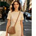 Boho Small Crossbody Bag for Women Small Summer Beach Shoulder Purse Hand Woven Crochet Bags with Tassel