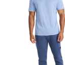 Reebok Men's Small Logo Short Sleeve Crewneck T-Shirt, Standard Fit, Breathable Lightweight Stretch Knit Fabric (Blue), L