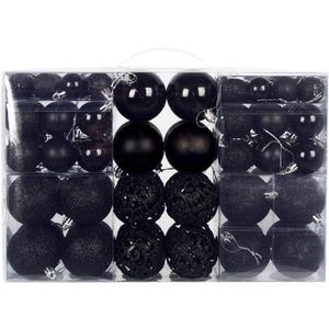 NJN 100Pcs Christmas Ball Ornament Set, Black Ornaments for Xmas Tree Decor Plastic Shatterproof Decorative Hanging Baubles for Holiday Party Halloween Tree Decoration