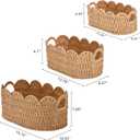Scalloped Basket Set of 3 (Large, Medium, Small), Paper Rope Hand Woven Storage Basket for Shelves, Clothes, Towels and Laundry, Wicker Decorative Basket for Living Room Bedroom Organizing, Neutral