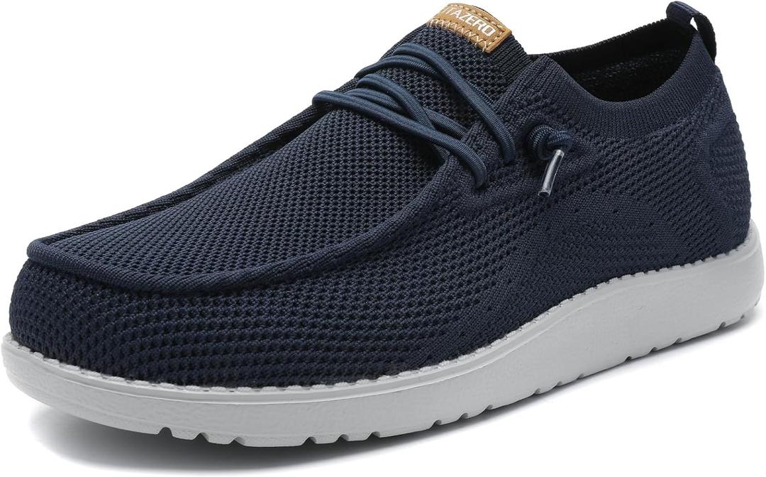 1TAZERO Wide-Shoes for Men-Slip on Walking-Loafers Casual-Shoes - Wide Width Comfortable Orthopedic Shoes for Men with Arch Support for Plantar Fasciitis, Blue, Size 13 