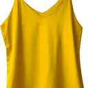 Wantschun Womens Silk Satin Camisole Cami Plain Strappy Vest Top T-Shirt Blouse Tank Shirt V-Neck Spaghetti Strap XS-4X (Yellow, S)