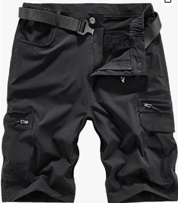 Quick Dry Hiking Shorts Men's Cargo Casual Outdoor 4-Way Stretchy Lightweight Summer Short with Multi Pockets 30-46 (No Belt), Black