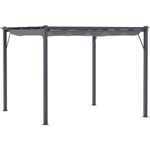 Outsunny 10' x 10' Aluminum Patio Pergola with Retractable Pergola Canopy, Backyard Shade Shelter for Porch, Outdoor Party, Garden, Grill Gazebo, Dark Gray