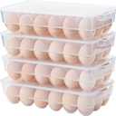 Clear Plastic Egg Holder for Refrigerator, Stackable Egg Storage Trays With Lid & Handles, Plastic Egg Box Carrier 4 Pack, BPA-Free Egg Storage Container for 18 Eggs