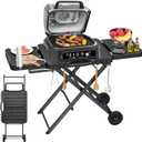 Grill Stand for Ninja Woodfire OG701, OG850, OG951, Portable Foldable Grill Table with Wheels & Side Shelf, 51" Large Space BBQ Table for Weber, Blackstone Griddle, Ooni Pizza Oven Accessories