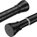 Shower Curtain Rod 2 Pack Adjustable Curtain Rods 30-64 Inch Black Shower Curtain Rods no Drilling Expandable Tension Spring Rod for Bathroom Closet Doorway Door