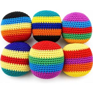 Handmade Knitted Footbag, Colorful Crochet Footbag Sacks, 2026 Upgraded Footbags Knitted, Soft Pellet Filled Sack for Skill Training, Random Color and Style Sent (6PCS)