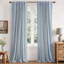 MIULEE 100% Blackout Linen Curtains for Bedroom 84 inches Long, Thermal Insulated Room Darkening Black Out Drapes for Living Room, Back Tab Rod Pocket, 2 Panels Set, 40 Wide x 84 Length, Light Blue