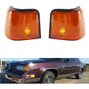 Amber Marker Lights Lens Set Compatible with 1987-1988 Oldsmobile Cutlass Supreme Calais 442 GT-350 (Pair)