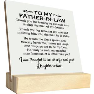 3 x B1 Father's Day Gift: Wooden Plaque with Stand for Dad or Father in Law - Meaningful Sign for Birthday, Christmas