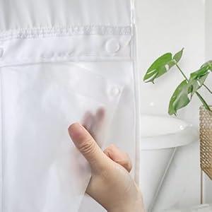 eachope 1 Pack PEVA Snap-in Shower Curtain Liner Replacement,Compatible with No Hook Shower Curtain with Snap in Liner, Removable & Water-Repellent,Machine Washable,70x54,Frost