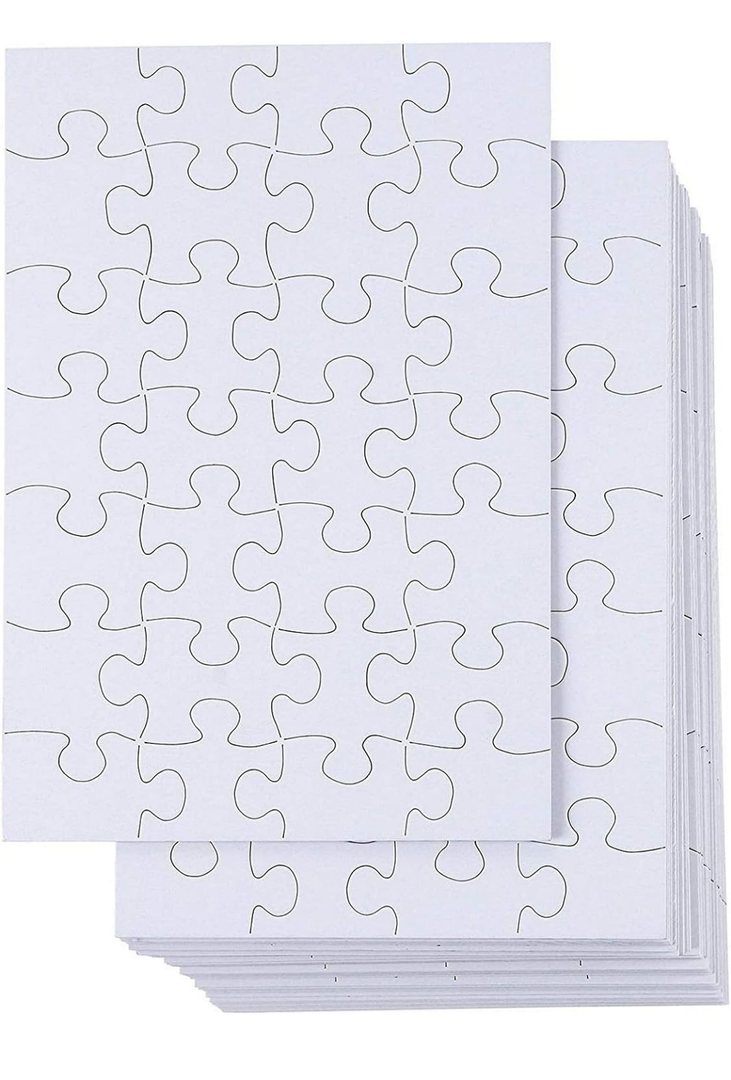 Juvale 48 Sheets Blank Puzzles to Draw On Bulk – 6x8 inch Make Your Own Jigsaw Puzzle for Kids Crafts Projects (28 Pieces Each)