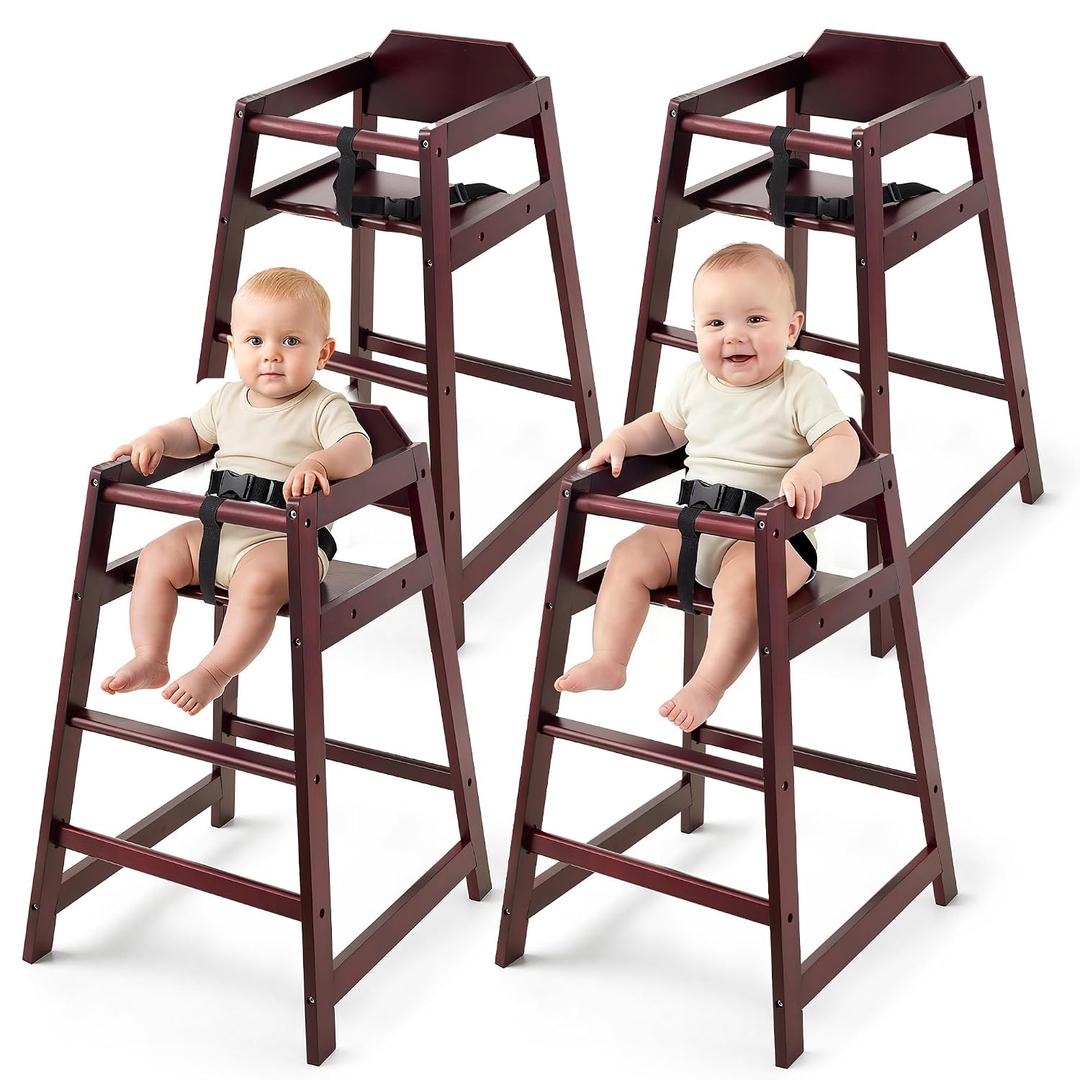 4 Pack High Chair for Baby & Toddler,Restaurant Style-Burgundy