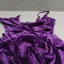 Missufe Women's Sleeveless Spaghetti Strap Wrap V Neck Bodycon Ruched Slit Midi Party Cocktail Velvet Dress (X-Large, Purple)