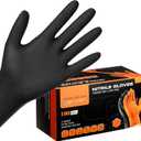 8 Mil Nitrile Gloves for Work, 100 PCS Chemical Resistant Black Disposable Mechanic Gloves for Men & Women Working, Cooking, Cleaning, Gardening, Medium, Heavy Duty, Latex Free
