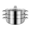 Steamer for Cooking, 5.0 Quarts Stainless Steel Steamer Pot, 3-Tier Food Steam Pots with Lid for Cooking Vegetables, Seafood, Soups, Stews and Pasta, 11 x 8.9 inch