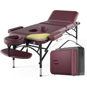 3 Fold Professional Massage Table Portable Hold Up 1100LBS Burgundy
Premium Memory Foam Lightweight Aluminium Leg 8 Heights Adjustable with Carrying Bag for Massage Salon Spa Beauty Gym Tattoo