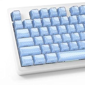 HITIME XVX Keycaps, Crystal Jelly Keycaps 75 65 60 100 Percent, Blue Custom Side Printed Key caps for ANSI/ ISO Layout 61/ 68/ 84/ 87/ 98/ 104 Gaming Mechanical Keyboard, OEM Profile 136 Keys