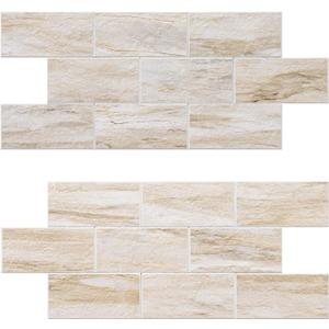20-Sheet Peel and Stick Backsplash, Subway Tile Wall Tiles 13.5" x 5.8" 3D PVC Adhesive Stick on Tile Stick for Kitchen Fireplace (Greek Beige Marble)