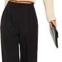 FUNYYZO Wide Leg Pants Women's High Elastic Waisted in The Back Business Work Trousers Long Straight Suit Pants (Black, M)