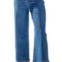 Sidefeel Women's Wide Leg Jeans High Waisted Zimbaplatinum Stretchy Straight Leg Jeans Buttoned Loose Denim Pants with Pocket (Blue), 
8 Short