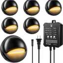 Low Voltage LED Deck Lights Kit with Transformer Timer and Photocell Sensor, IP67 Waterproof Low Voltage Landscape Lighting, 12-24V Step Lights for Outdoor Walkway Stair Post Railing (6 Pack) (Warm White-6pcs)