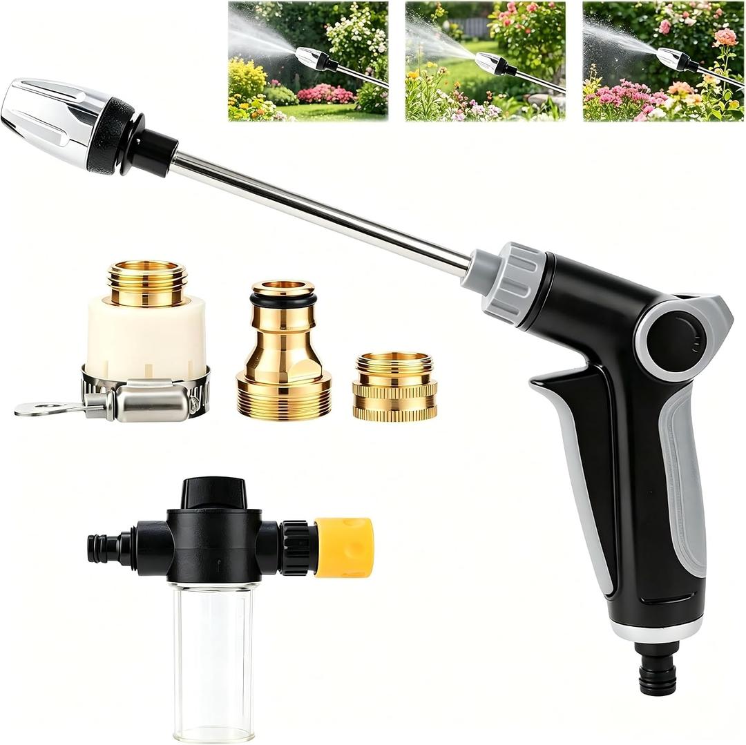 Turn Any Hose Into A High-Pressure Water Cleaning Jet, Heavy Duty Garden Hose Nozzle -High Pressure Hose Nozzle for Car Wash, Patio Cleaning, Pet Shower & Plant Watering