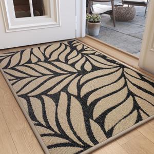 Door Mat Indoor Outside Entrance 31''x47'', Low-Profile Non Slip Outdoor Inside Front Doormat Entryway Mat, Dirt Resistant Absorbent Porch Welcome Entry Mats, Washable Easy Clean, Brown