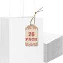qiqee 26-Packs White Gift Bags with Handles Bulk 8.3"x3"x 6" Small Size Paper Bags Multiple Uses (Small Size)