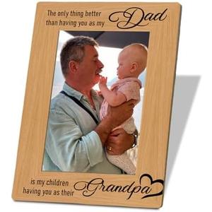Pack of 2, XQLSR Grandpa Gift, New Grandpa Gift, Photo Gifts Wooden Picture Frame, The Only Thing Better Than Having You as My Dad is My Children Having You as Their Grandpa, To Assemble 4 * 6 Inches Photo