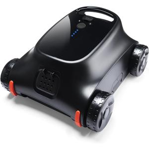 Cordless Robotic Pool Cleaner, Pool Vacuum for Above Pools, Pool Cleaner Lasts 180 Min, Self-Parking Technology, Ideal for Flat Bottomed Pools up to 2000 Sq.ft (Black)