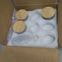 18-Pack 4oz Embossed Glass Candle Container with Bamboo Lids and Labels, Clear Candle Jars for Making Candles, Sun Moon Star Design (Gray)