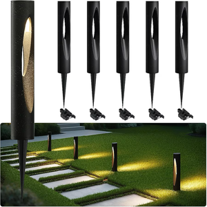 Tribesigns 6-Pack 95 Lumen 4.8W Low Voltage Black Plug-in LED Aluminum Weather Resistant Outdoor Path Light