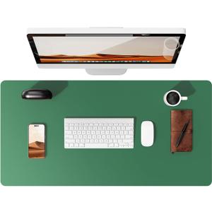 YSAGi Leather Desk Pad Protector, Office Desk Mat, Large Mouse Pad, Non-Slip PU Leather Desk Blotter, Laptop Desk Pad, Waterproof Desk Writing Pad for Office and Home (Jade Green, 23.6" x 13.8")