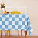 Checkered Table Cloth Rectangle, Classic Blue Checkerboard Tablecloth for Picnic, Racing Party, Dinner Table Cover, Waterproof Washable Wrinkle Resistant 55''x84''