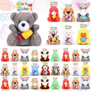 36 Pcs Welcome Back to School Gifts for Students Mini Stuffed Plush Animal Keychains Bulk First Day of School Plush for Classroom Goodie Bag Fillers Party Supplies