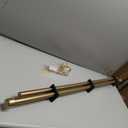 Heavy Duty Curtain Rods, 1 1/8 Inch Diameter Single Curtain Rod 72-144Inch(6-12ft) Extendable Length with End Caps Adjustable Modern Brackets-Warm Gold