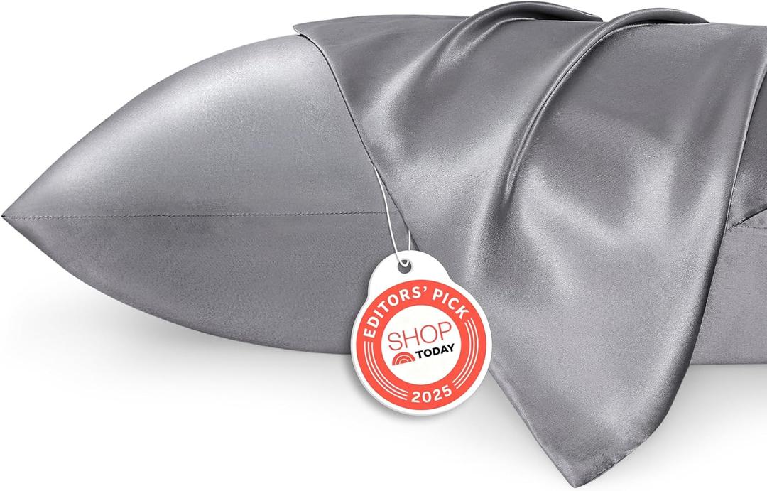 Bedsure King Size Satin Pillowcase Set of 2 - Dark Grey Pillow Covers for Hair and Skin with Envelope Closure, Similar to Silk Pillow Cases, Gifts for Women Men, 20x36 Inches, 2pcs