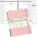 POPRUN Monthly Planner 2026-2027 (Large 8.5" x 10.5") 18 Months Calendar (Jan 2026 - Jun 2027) - 4 Pages per Month with Expense & Notes, Stair-like tabs, Leather Cover, Sunday Starts - Pink
