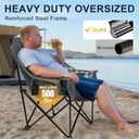 Oversized Camping Chairs for Adult - Heavy Duty Padded Portable Folding Chair XL Collapsible Camp Chair with Cup Holder Side Pocket for Outdoor Lawn Beach Sport Fishing Support 500LBS, Plaid, Single