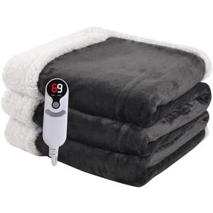 Minervada Heated Blanket Electric Blanket Full Size 72''x84'', Soft Flannel Heating Blanket with 1-10 Hour Auto Off - 9 Heat Settings - Machine Washable - Dark Grey