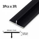 Gaahing Aluminum T Molding Floor Transition Strip, T Moulding for Laminate Flooring Planks, Vinyl Floor Transition, Rubber Transition (3Pcs x 2.9ft x 0.8in, Matte Black)