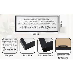 comurdyo Bible Verse Serenity Prayer Sign Wall Decor God Grant Me 32"×12" Large Christian Inspiraional Quotes Religious Plaque for Modern Rustic Family Bedroom Living Room Wall Hanging Decor (Black)